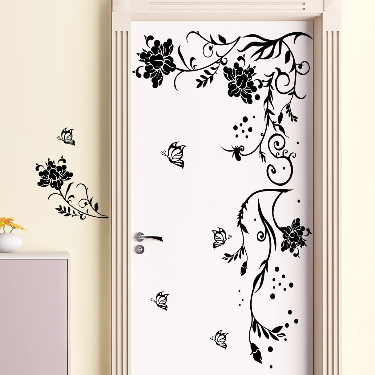 Black Vines Wall Decals Flowers Wall Stickers Twigs Vine Wall Decal DIY Remov…