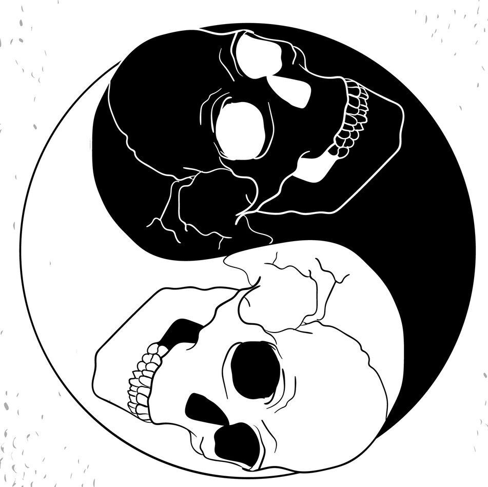 Skull Yin Yang Sticker Decal