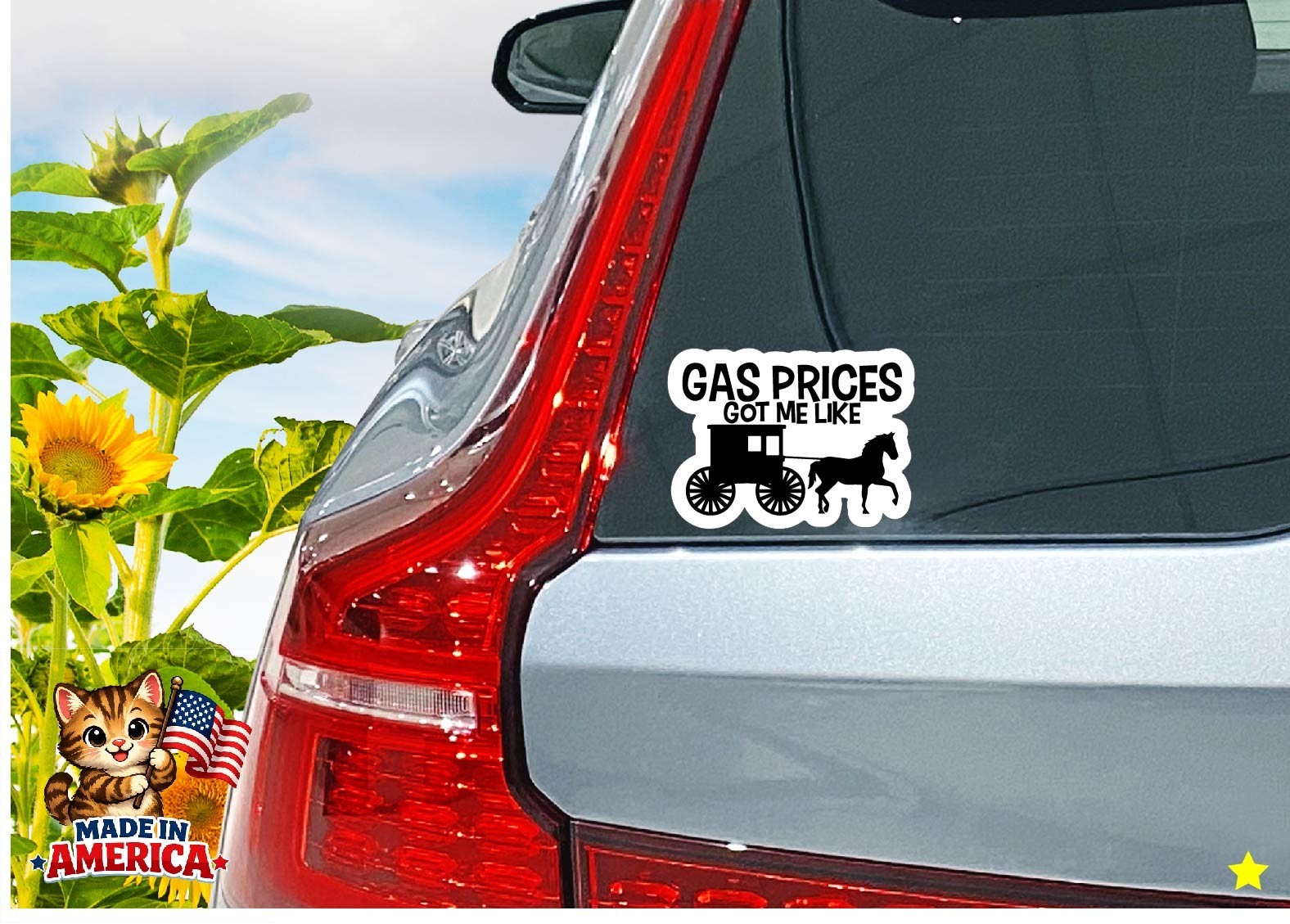 Gas Prices Got Me Like Amish Decal Sticker High Inflation Buggy Anti MAGA Trump