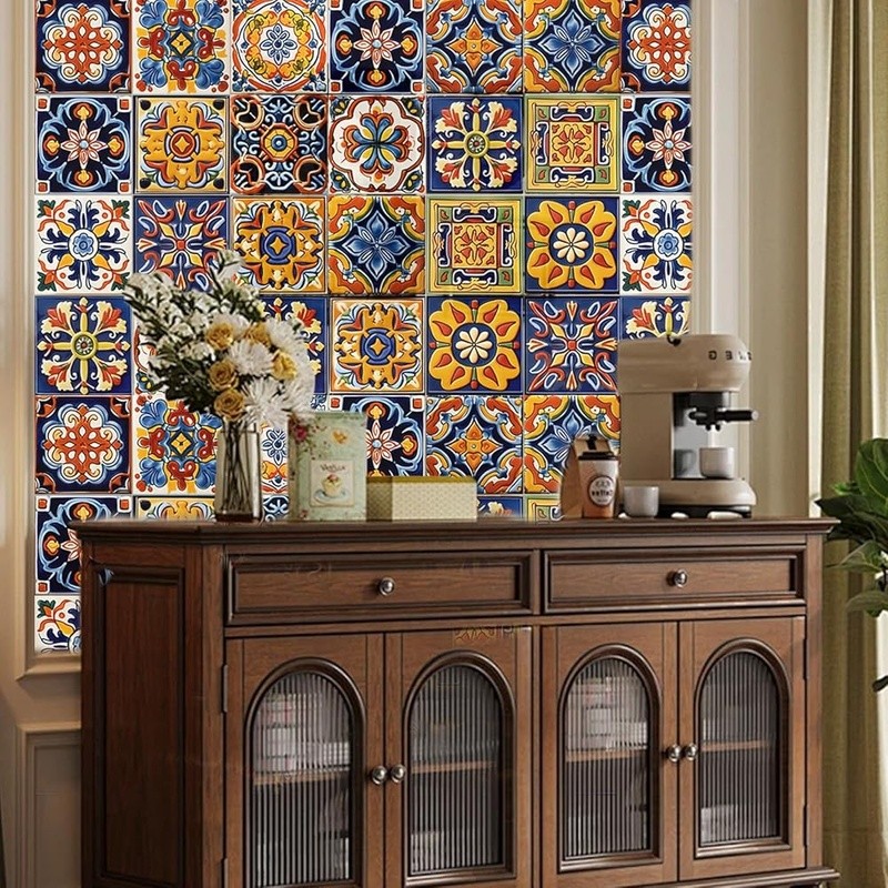 Moroccan Bohemian Tile Stickers 48 Pack Peel & Stick Wall Decals Home Decor New