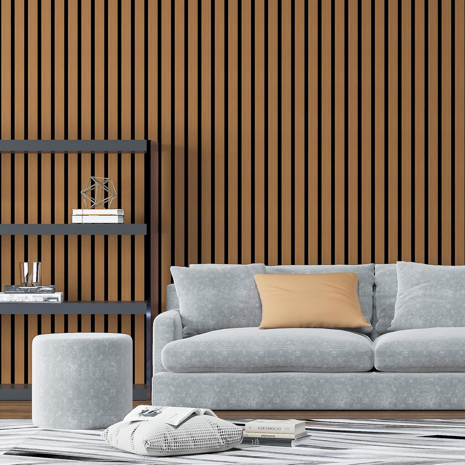 4-Pack Glue-On Six-Grid Wainscoting Panel for Interior Wall Decor – 104 X 12 Inc