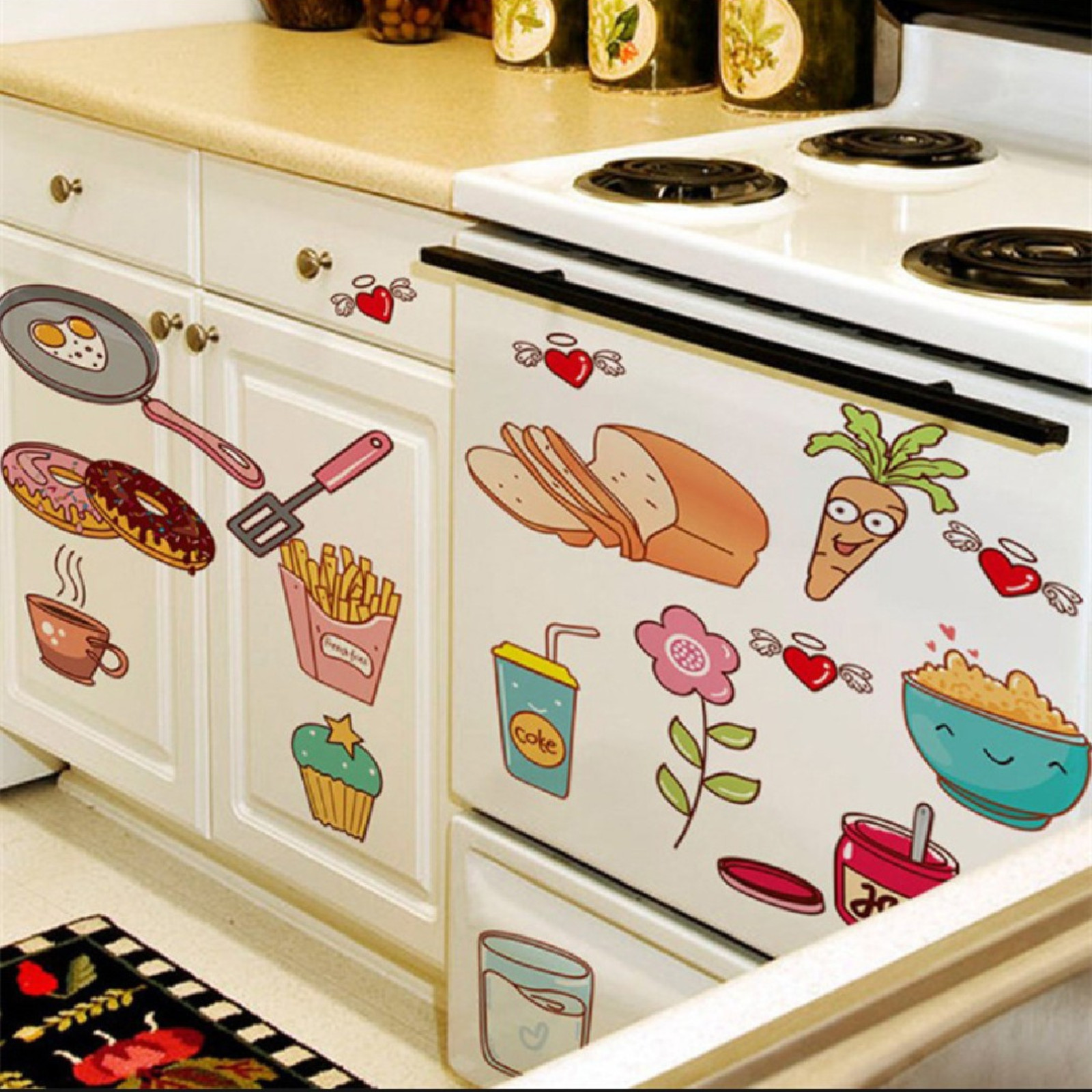 Cartoon Kitchen Refrigerator Door Stickers Decorative Stickers Food Fruit Remova