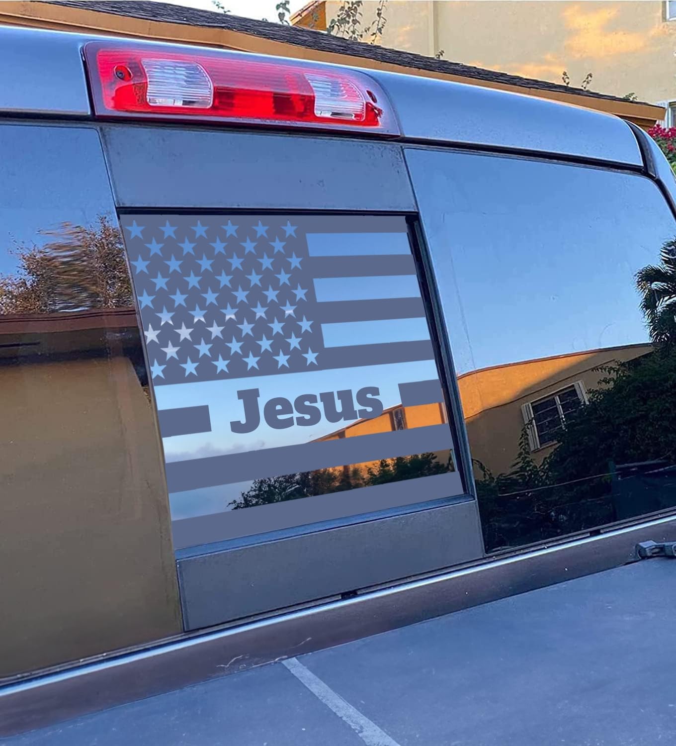 "20192026 Chevy Silverado GMC Sierra Rear Window Jesus American Flag Decals"