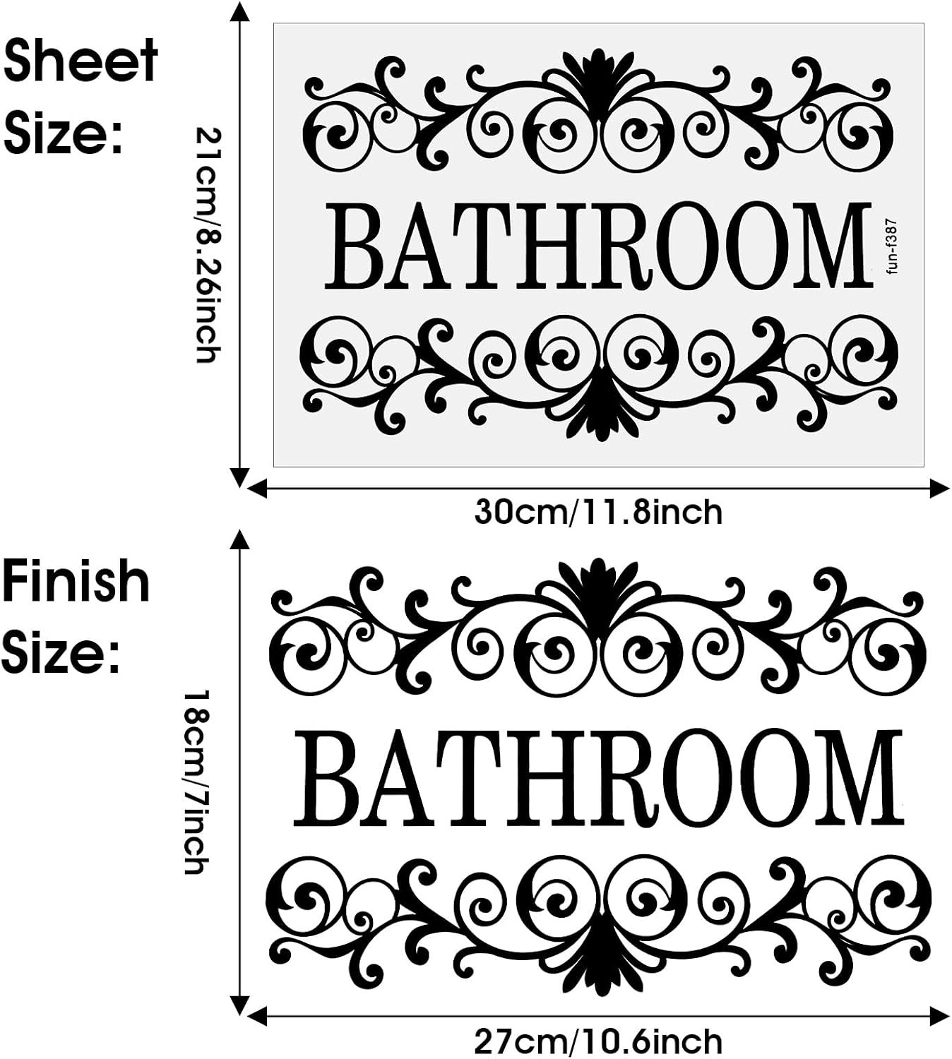 2 Packs Black Vine Bathroom Wall Decals Sticker, Bathroom Stickers for Wall Bath
