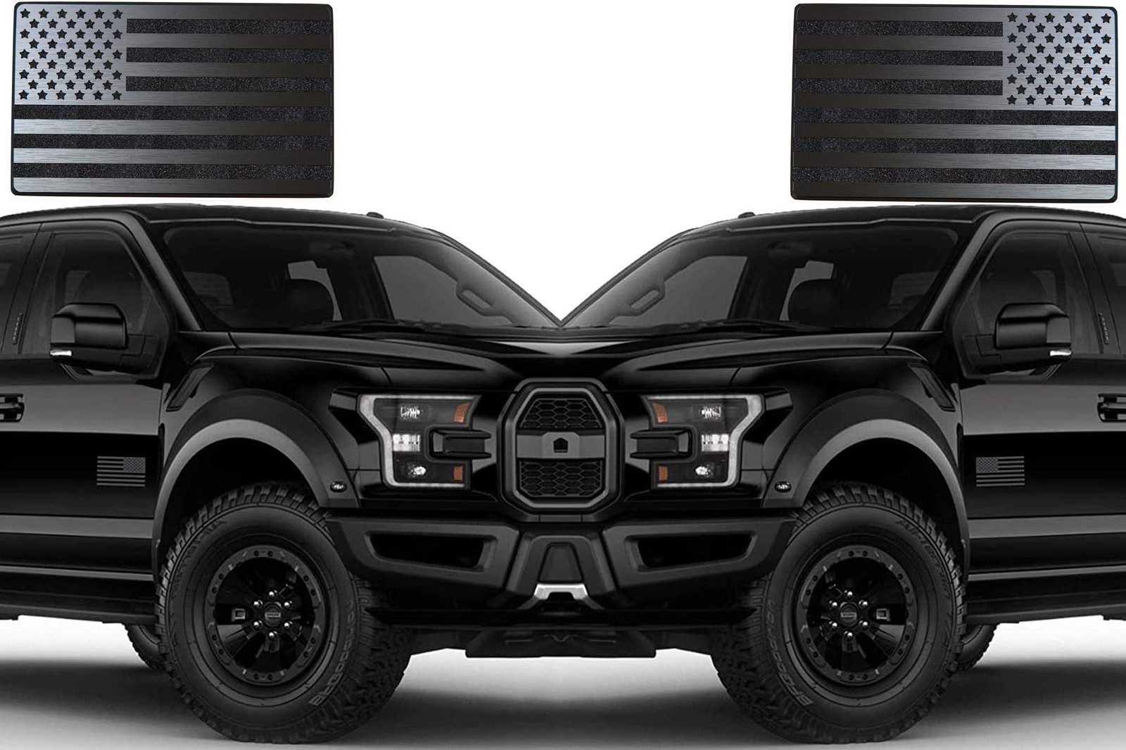 USA Flag Magnet Decals for Cars Trucks 2pcs Forward and Reverse Set 5"x3", Black