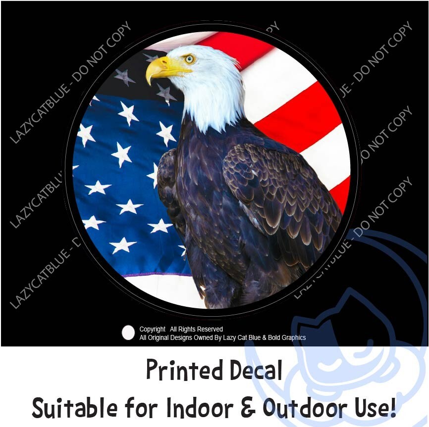 Bald Eagle USA Flag Decal Sticker United States American Patriotic Gift Freedom
