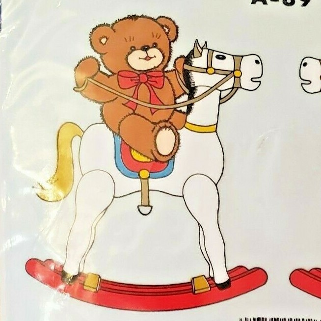 NOS 1986 Decals by Decorcal "Teddy Bears on Rocking Horses" Model A-89 *SEALED*