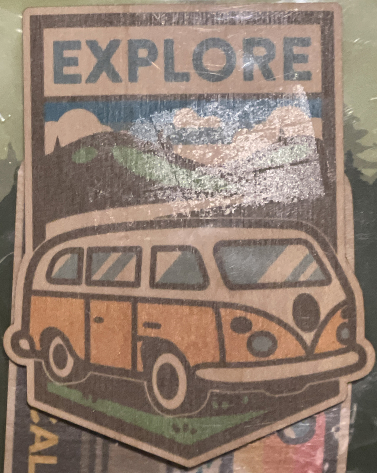SUSTAINABLY SOURCED WOOD STICKER 2-PACK RETRO BUS THE ROAD IS CALL 3M DECAL USA