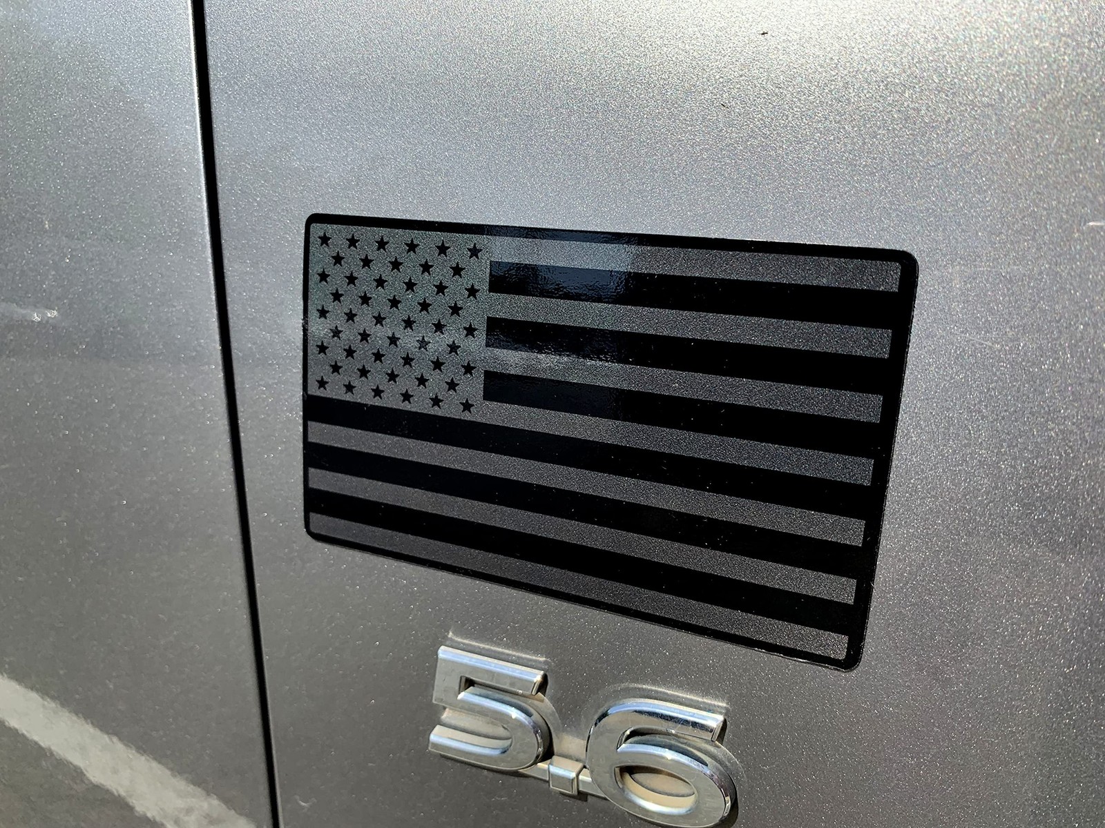 USA Flag Magnet Decals for Cars Trucks 2pcs Forward and Reverse Set 5"x3", Black