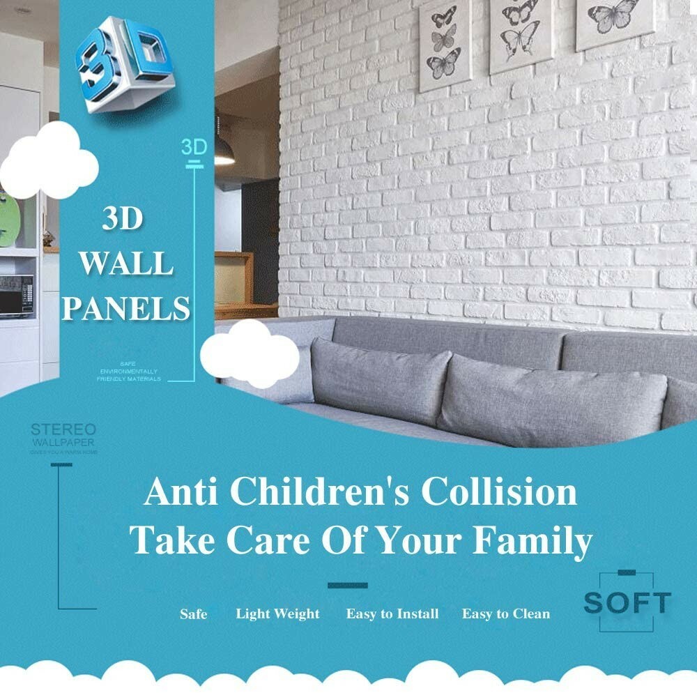 LEISIME 20 PC 3D Wall Sticker Self-Adhesive Wall Panels Waterproof PE Foam White