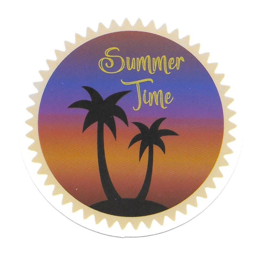 Summer Time Tropical Vinyl Sticker Palm Tree Sunset Beach Vacation Decal