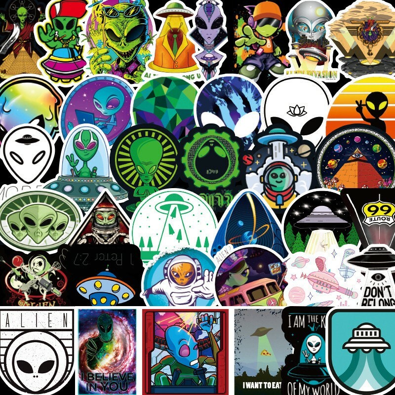 50Pcs Space Alien UFO Astronaut Planet Stickers Skateboard Laptop Luggage Decals