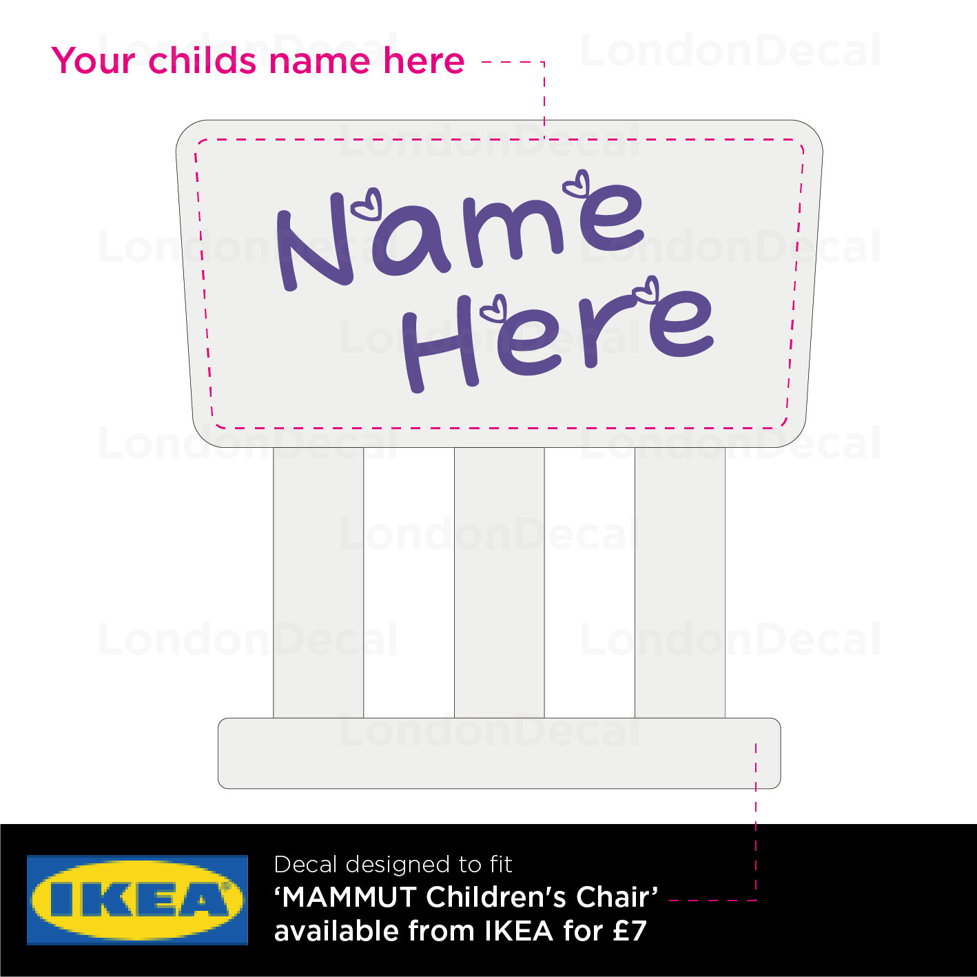 KIDS NAME FOR CHAIR – Removable Vinyl Wall Decal Stickers for IKEA childs chair