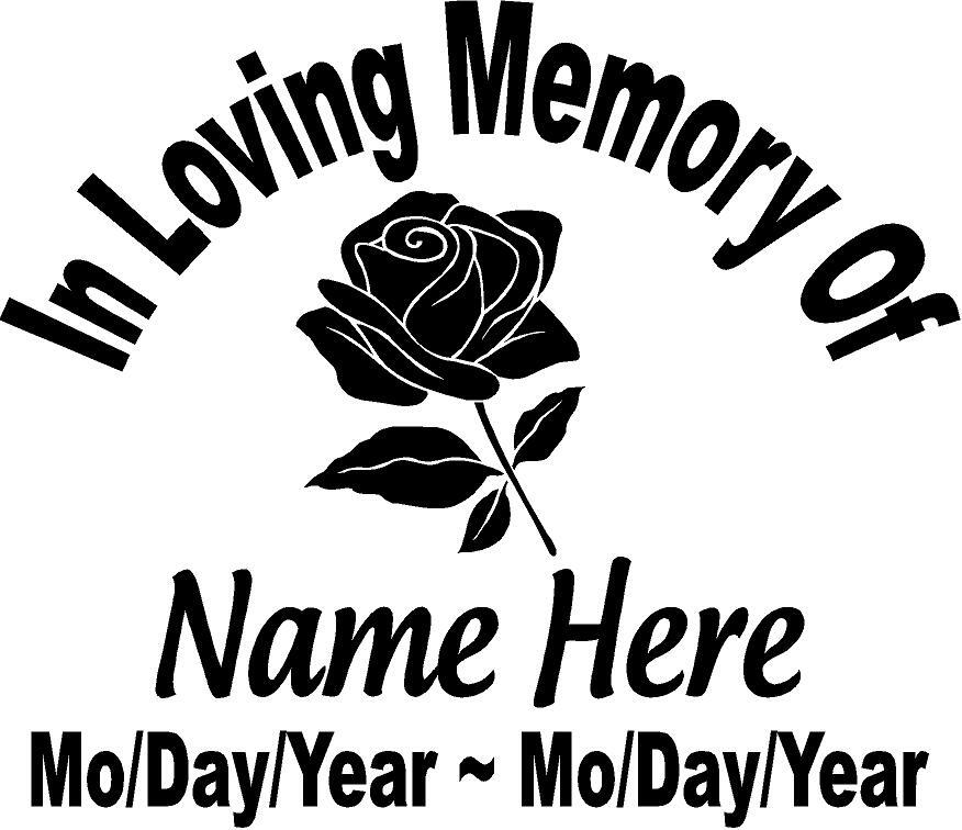 In Loving Memory Rose Flower Decal Window Sticker Personalized Memorial decals