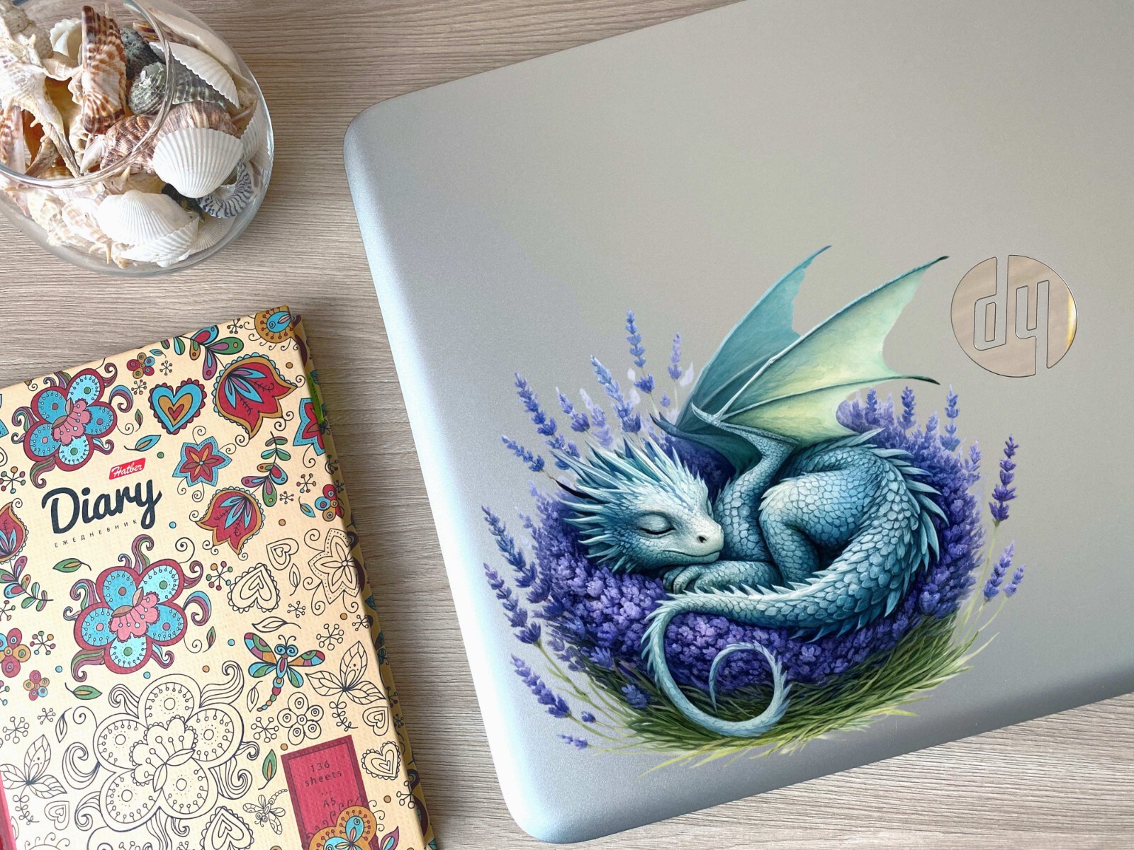 Dragon Sleeping in Lavender UV DTF Transparent Sticker / Decal