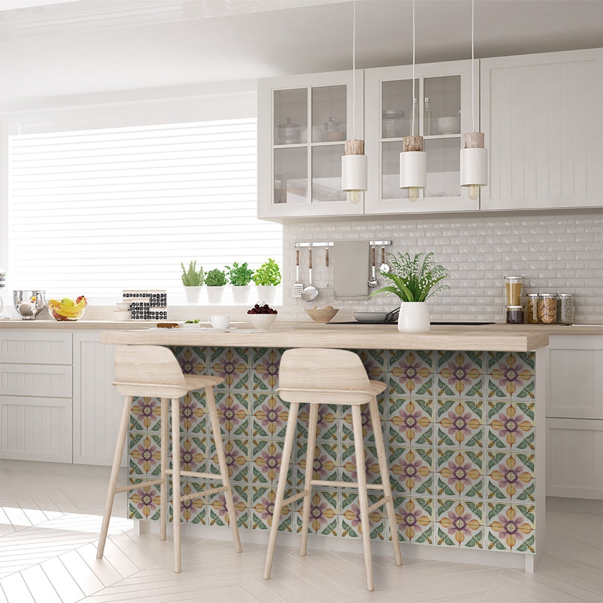 Peel Snd Stick Tile Stickers 24 Unit Pack Retro Floral