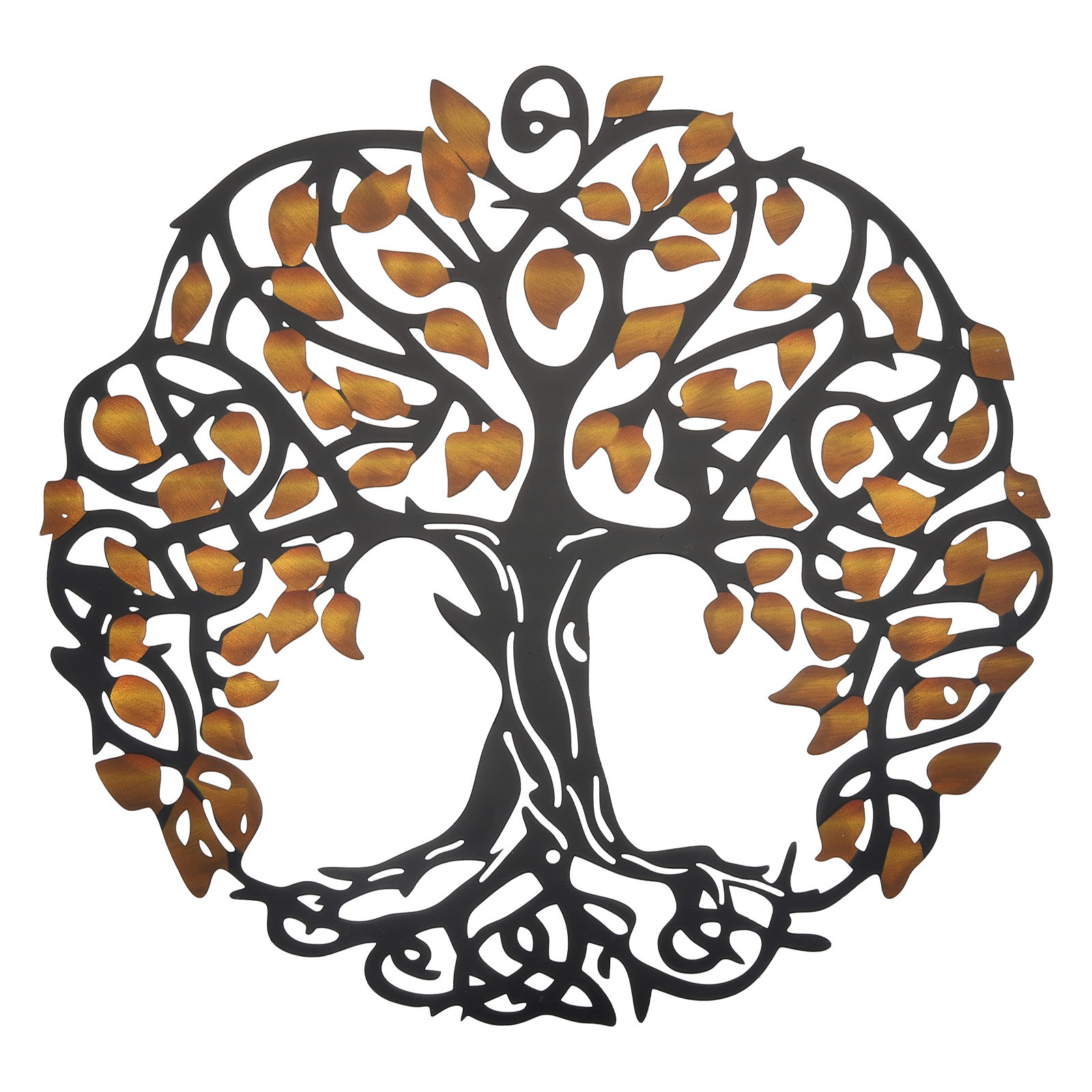 Metal Tree Wall Decor Tree of Life Wall Sculpture Decoration Yellow Black