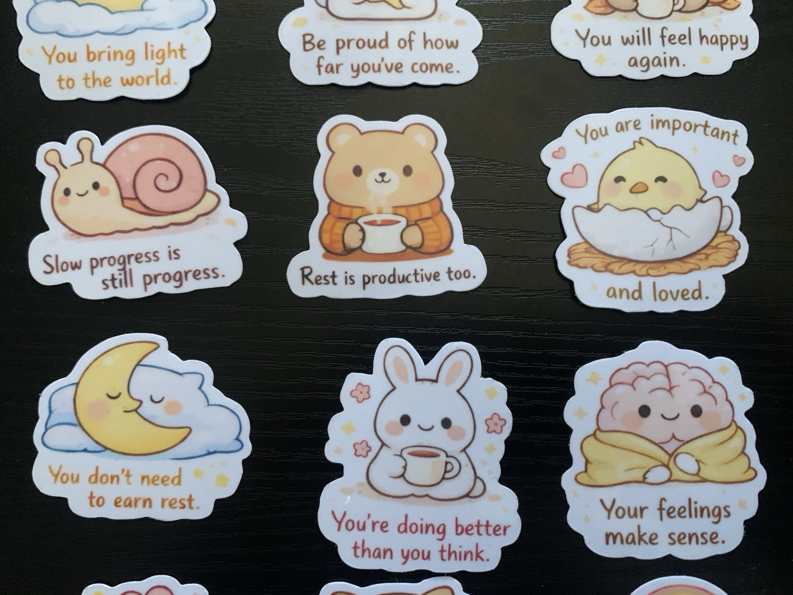 Cute Mental Health Affirmation Stickers – Gentle Therapy Reminders
