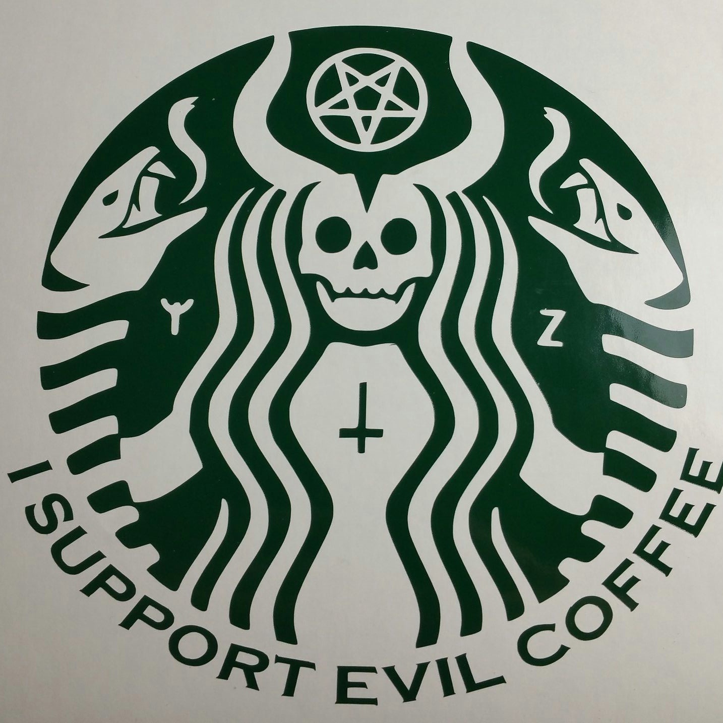 STARBUCKS I SUPPORT EVIL COFFEE VINYL STICKER JASON VORHEES SLAYER CHUCKY