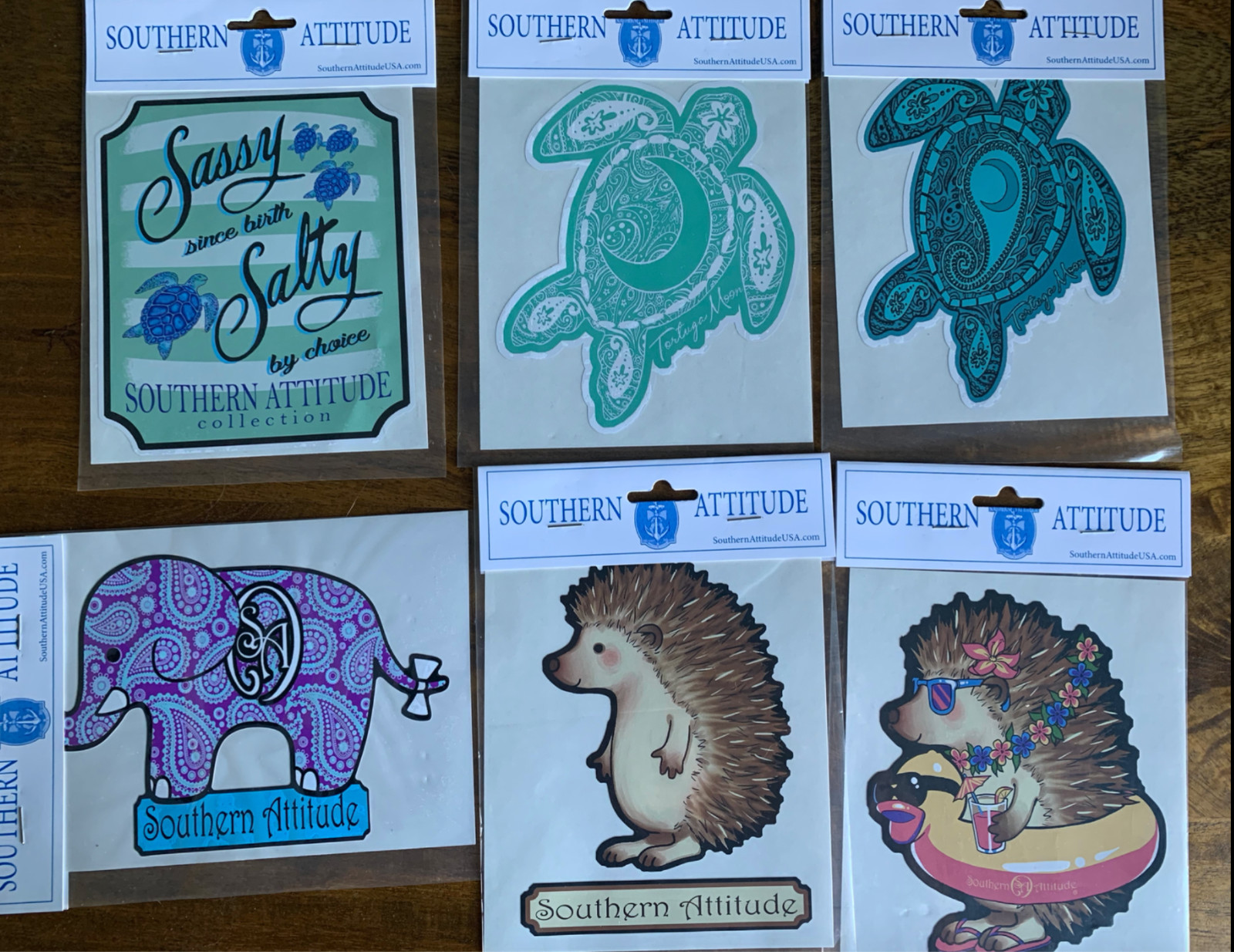 Southern Attitude Decal Sticker Wall Art Decor Hedgehog Sea Turtle Sassy Salty