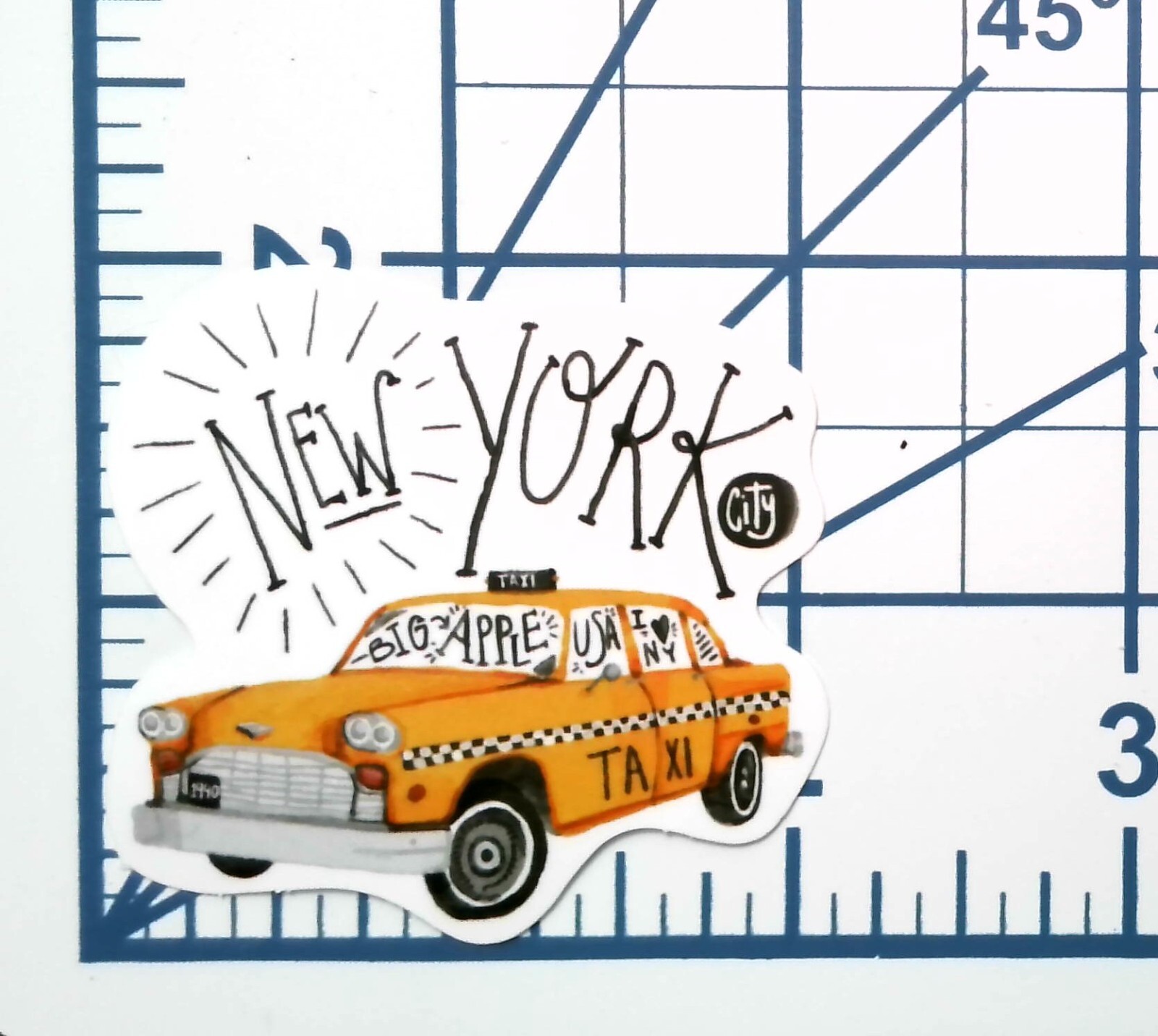 New York Taxi Sticker Die Cut Vintage Cab Decal Scrapbooking Journal Travel