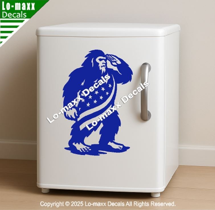 Patriotic Bigfoot Decal American Freedom Flag Sasquatch Sticker USA Vinyl Art