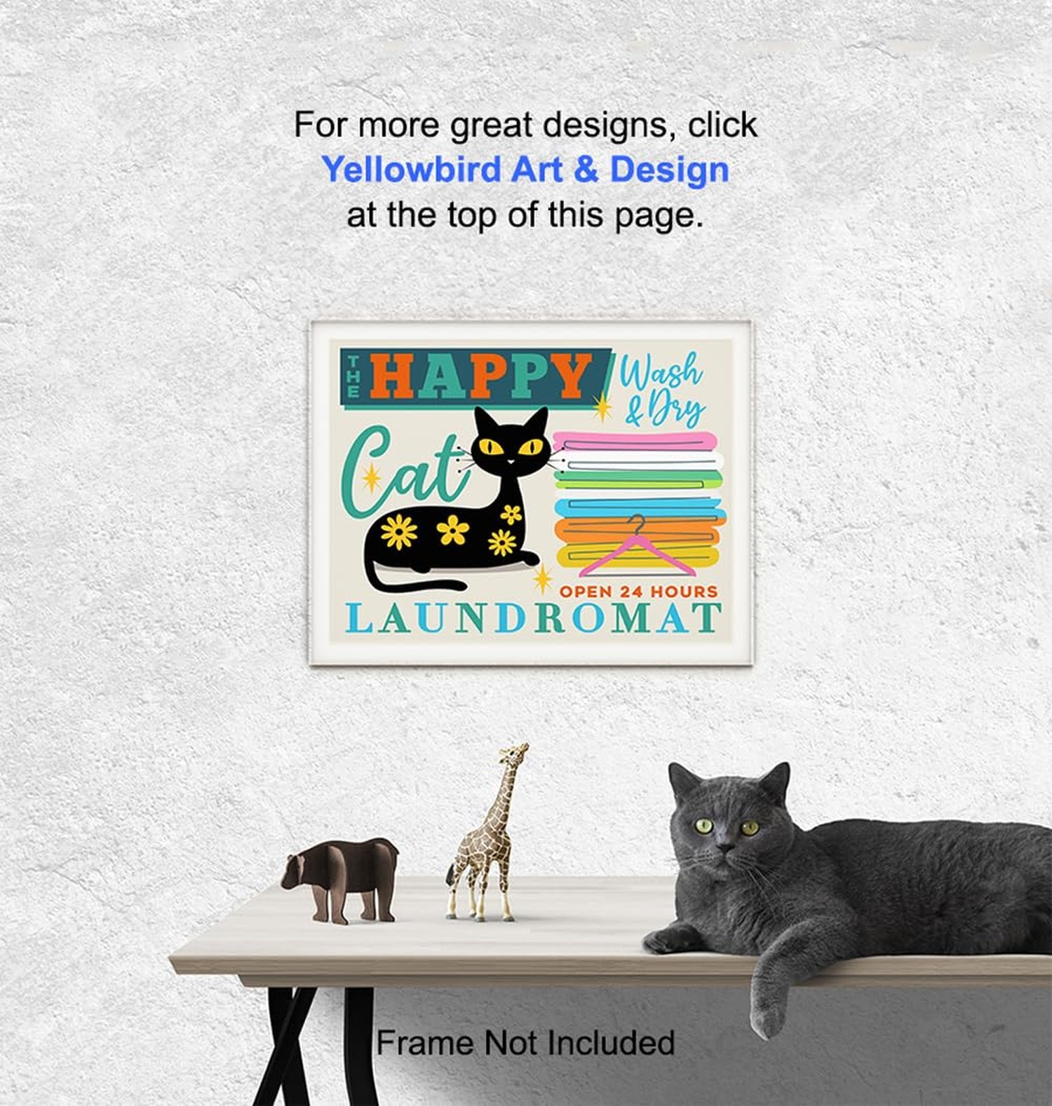 Mid Century Laundry room Decorations – Laundry room Wall Decor, Cute Cat Wall…