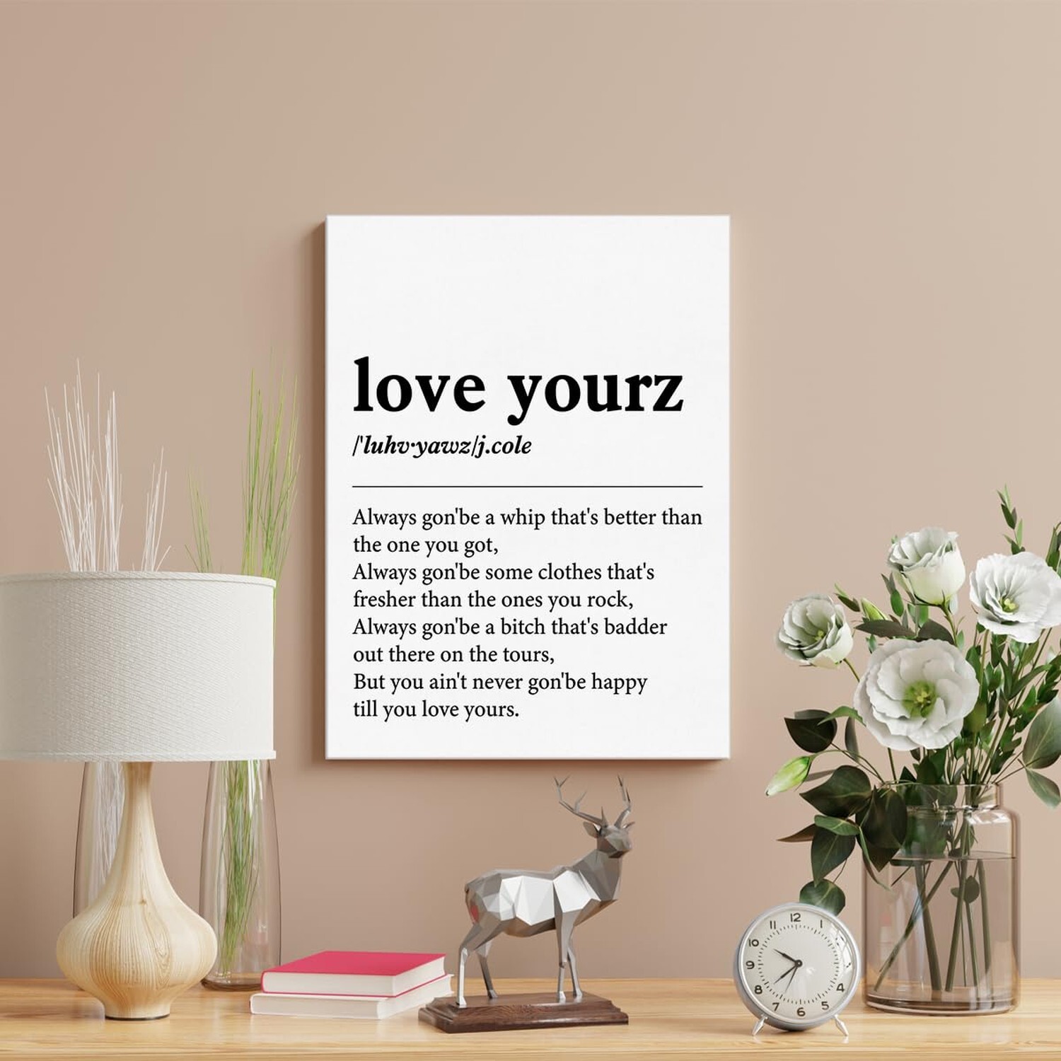 Music Wall Art Decor Music Quotes Poster Framed Painting Print Love Yourz Def…