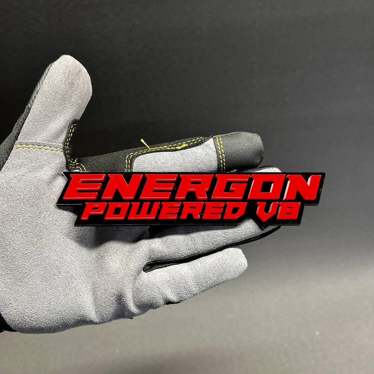 1x ENERGON POWERED V8 Custom Text 3D Acrylic Car Emblem Badge Multicolor Decal