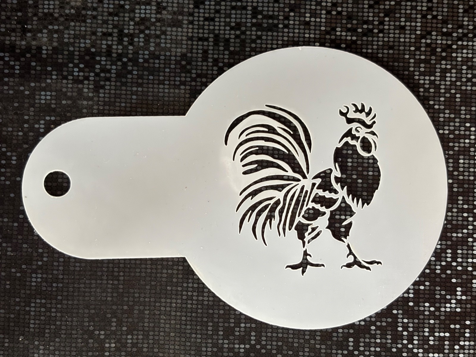 10 mil mylar Rooster coffee latte art stencil also great for cookie pastry bread