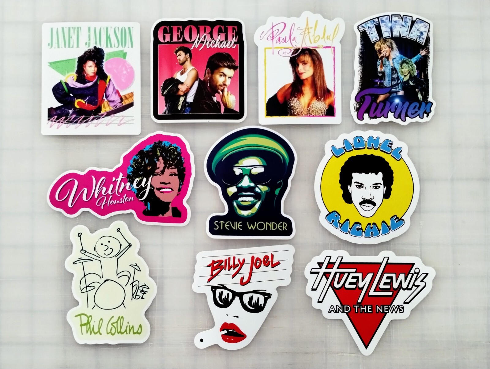80's Pop Bands Vinyl Sticker Lot (10) SET 2 Houston Collins Michaels Abdul