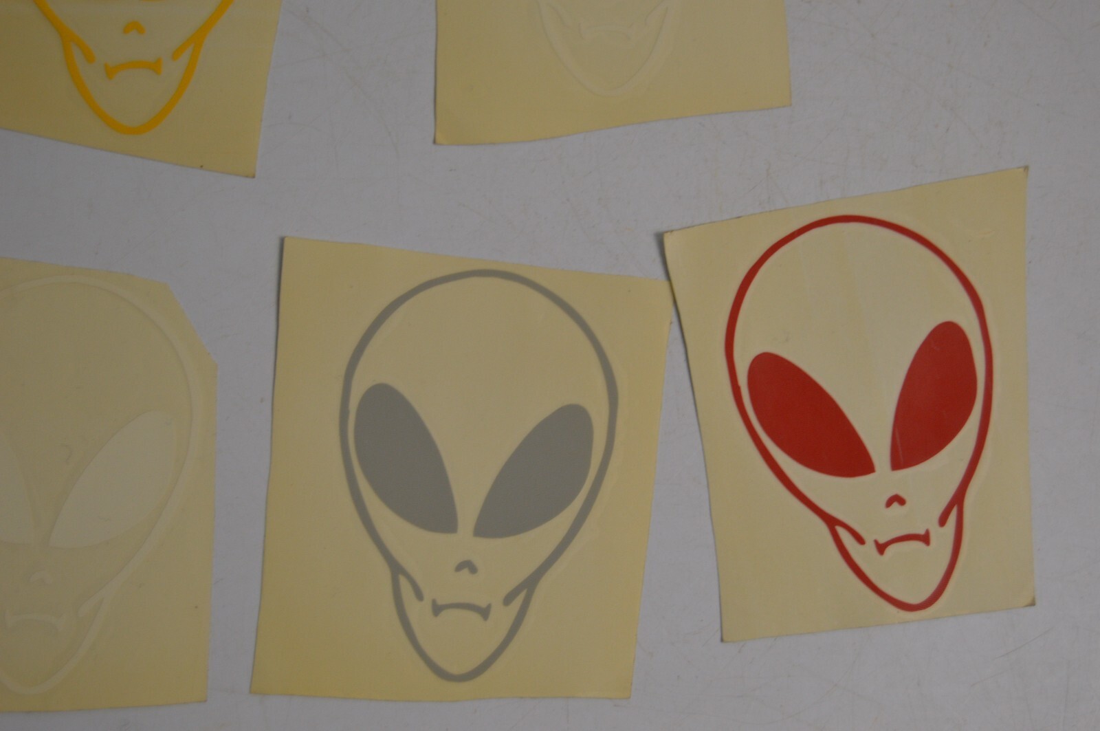 12 Vintage Alien Vinyl Decal Stickers Lot 1990's Space Carnival Collectibles