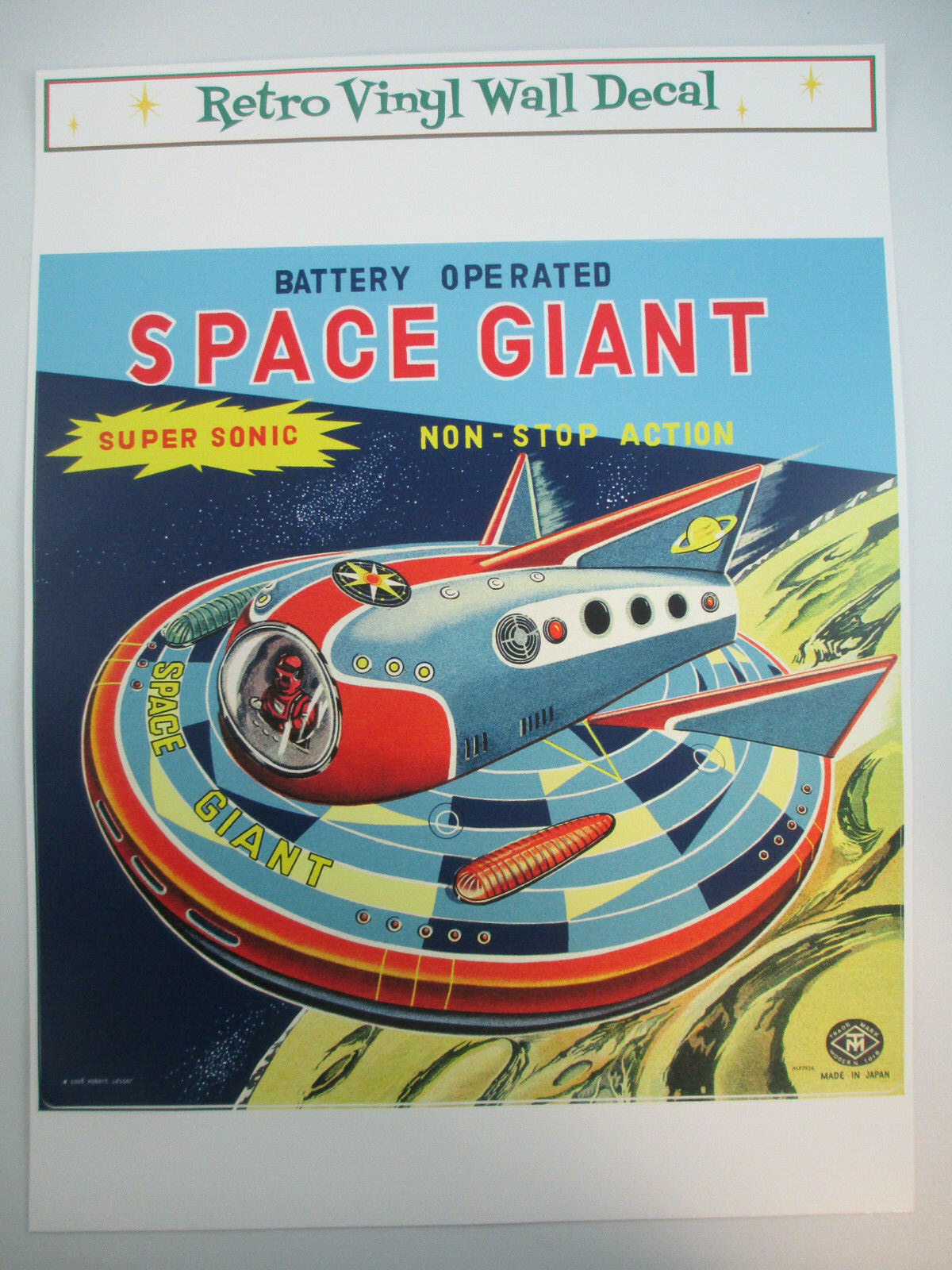 Retro Space Giant Spaceship Toy Vinyl Wall Decal Removable Repositionable