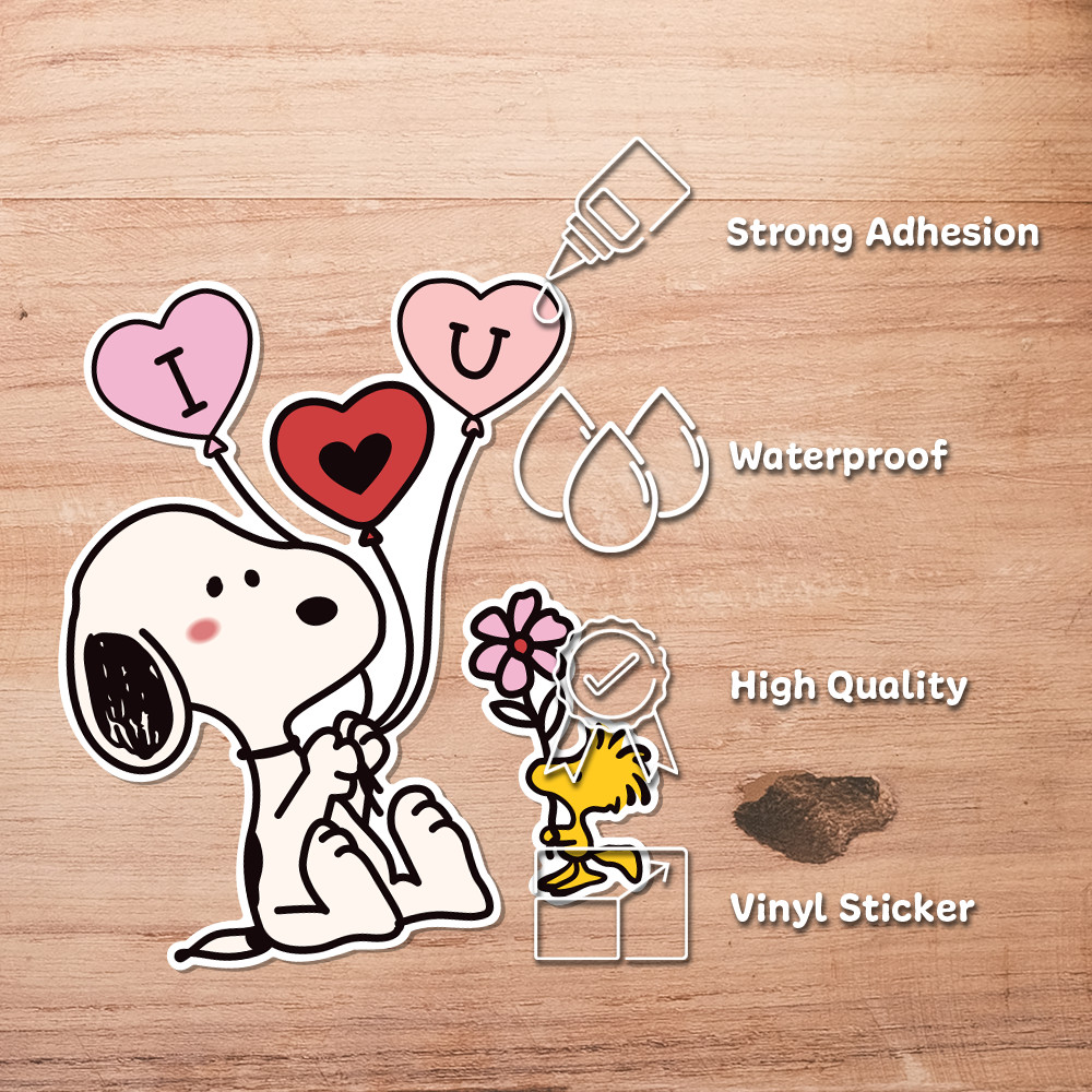 Peanuts Snoopy and Woodstock Sticker – Aesthetic Vinyl 4.2" W x 5" H