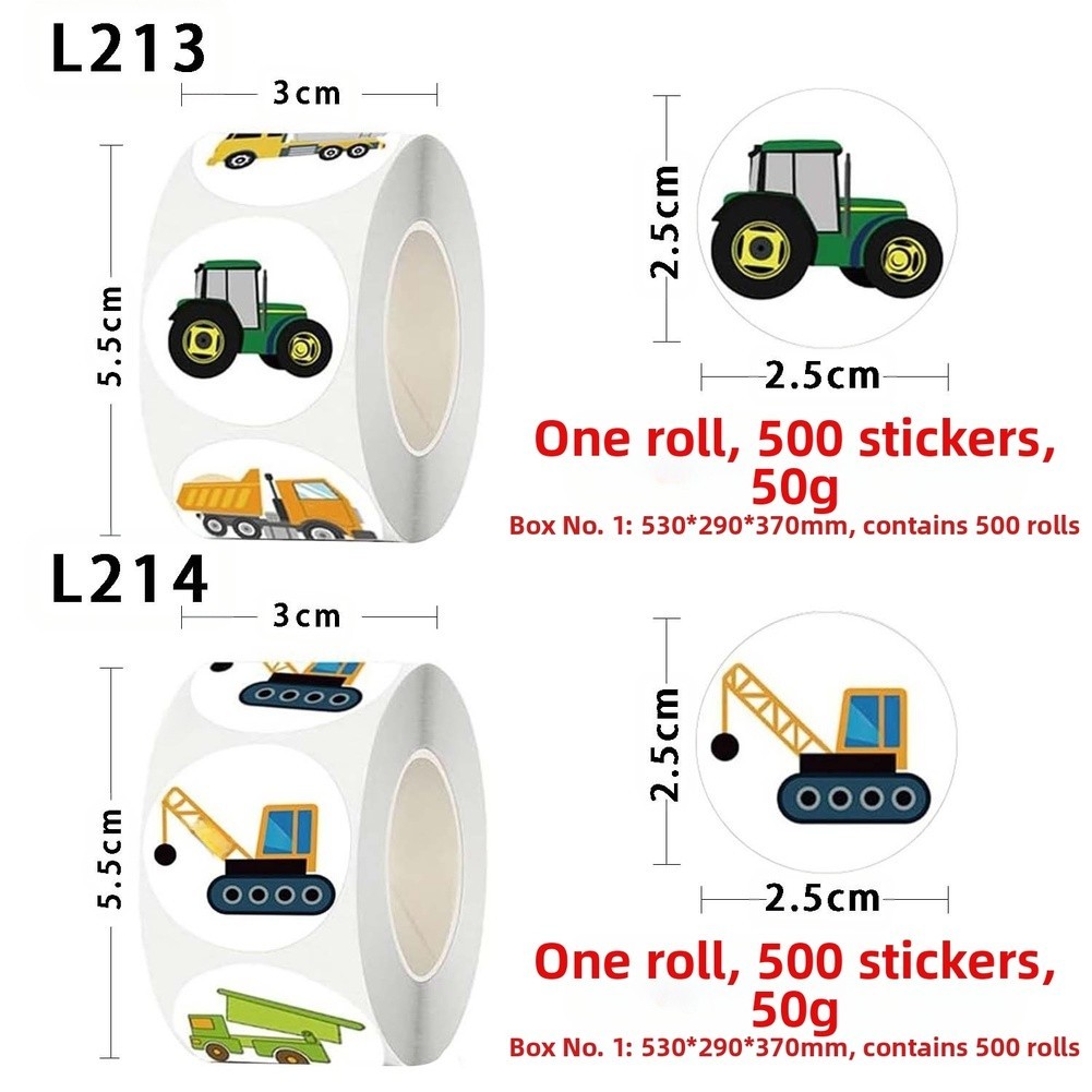 500 Pieces Sticker Labels for Toy Cars Vehicles Decoration Roll Easy to Peel