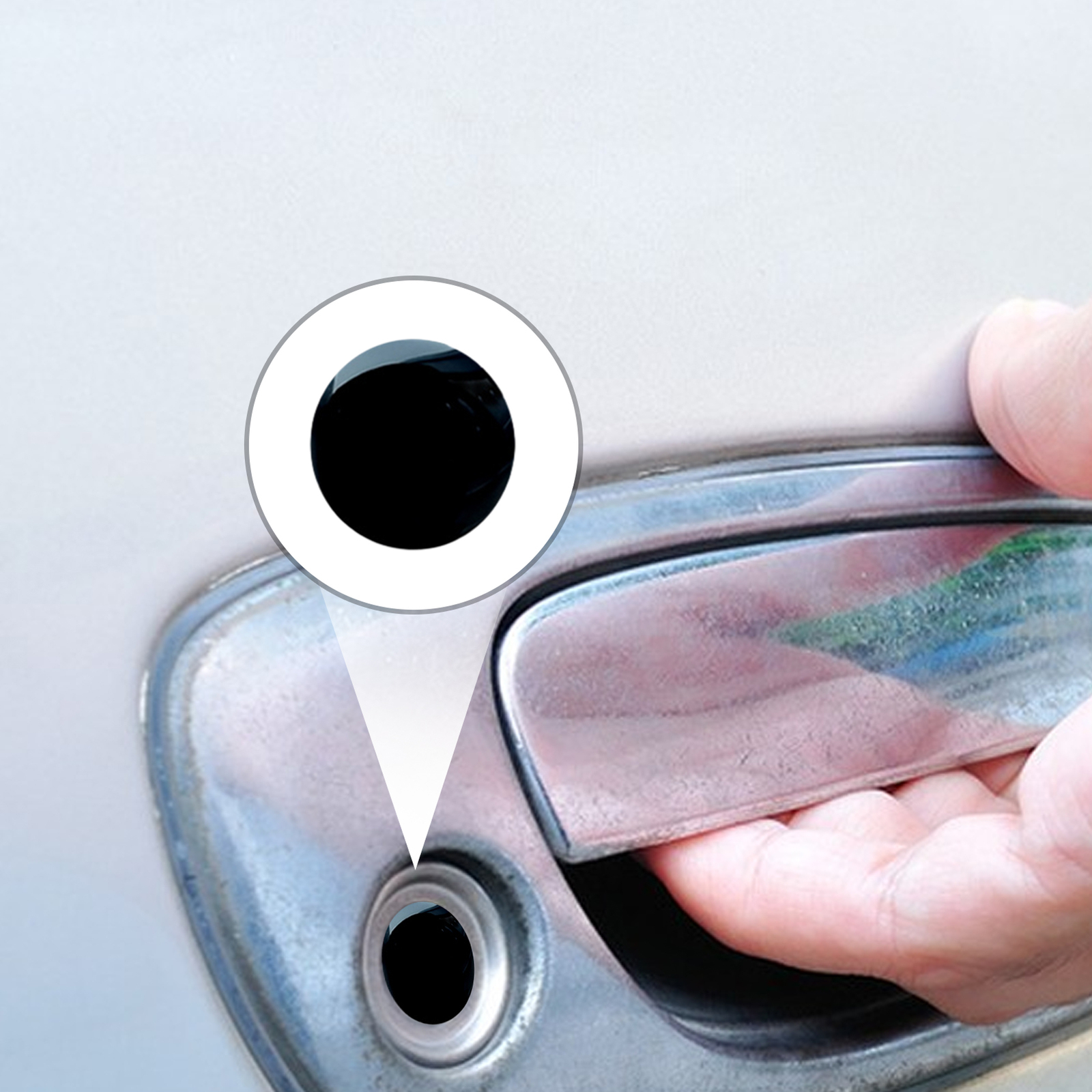 Car Door Lock Stickers 4pcs Portable Carbon Fiber Stickers for Car Key Hole