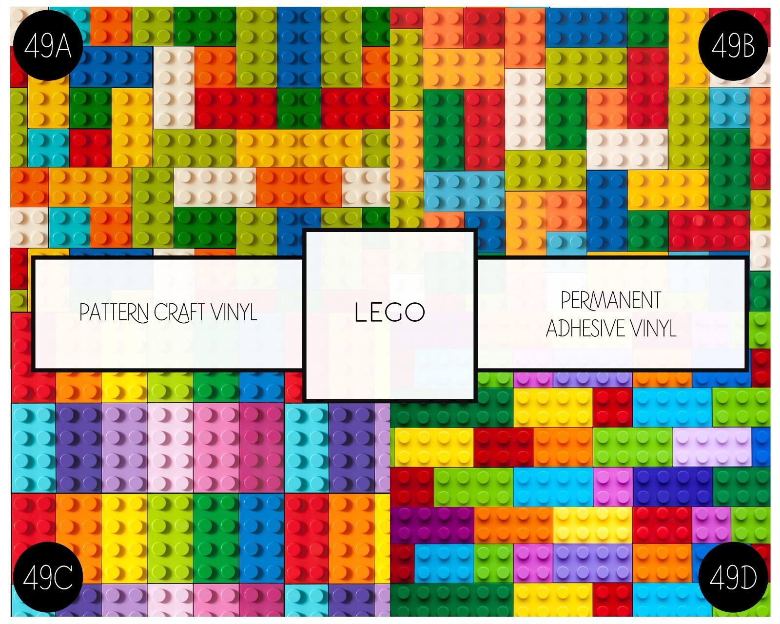 Permanent Adhesive Lego Vinyl Oracal 651 & Pattern HTV 49A | FREE SHIPPING