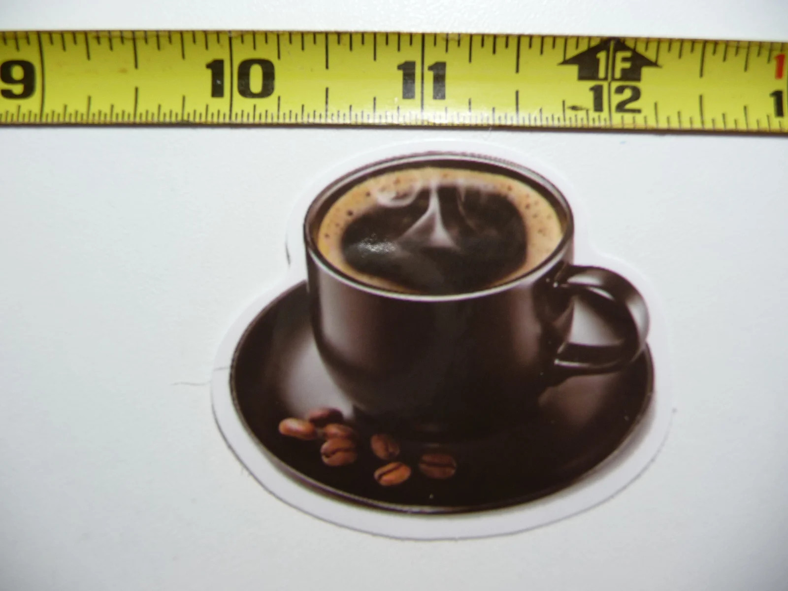 BLACK COFFEE CUP DISH STEAMING SMALL STICKER DECAL BEVERAGE MORNING WAKE UP FUN