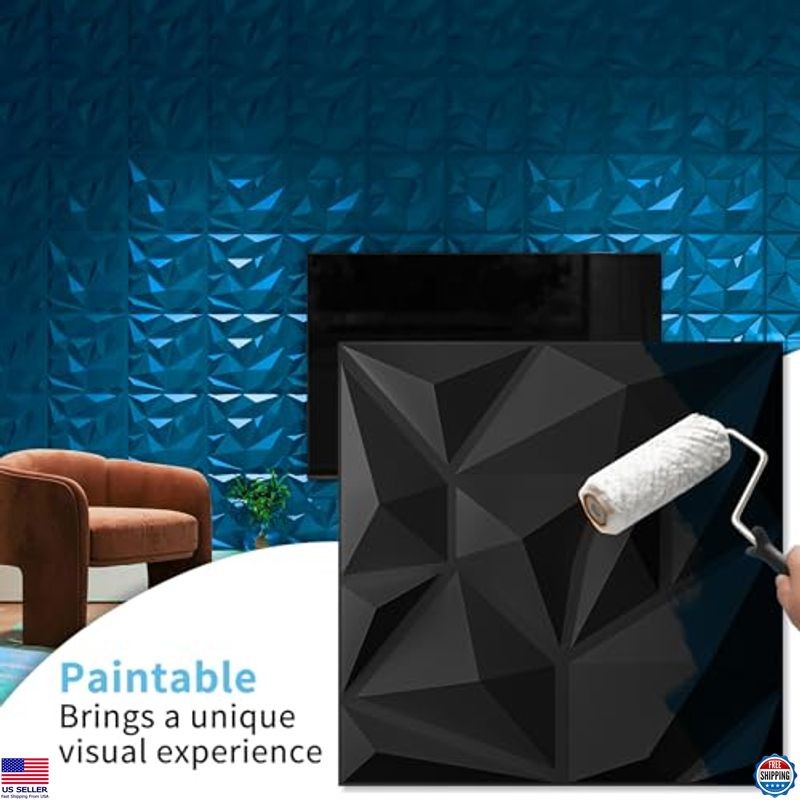 20 Pack 3D Wall Panels Black PVC Art for Living Room Bedroom Gaming Decor 11.8"