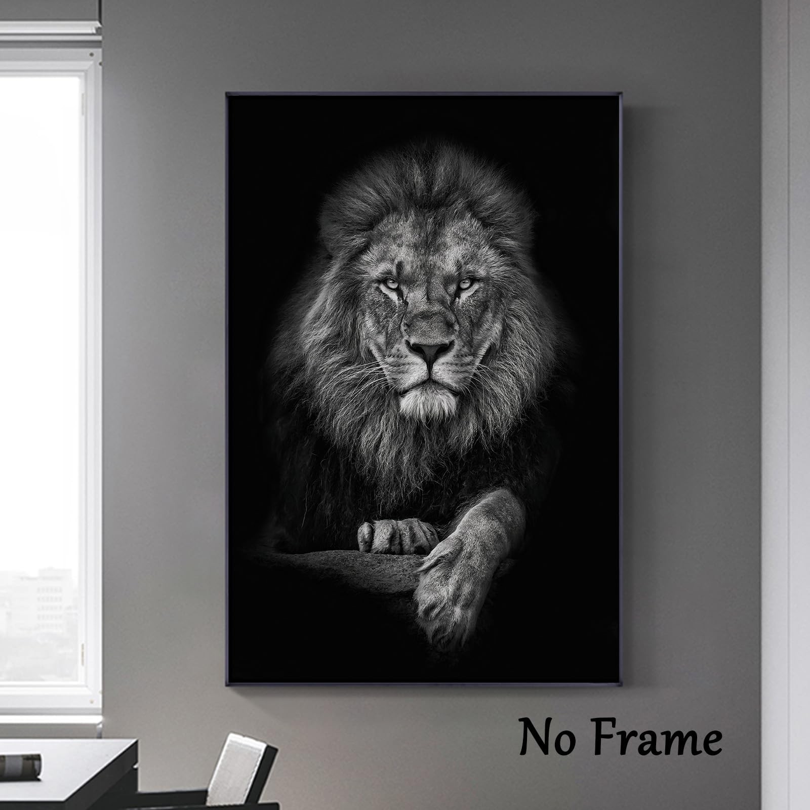 Black And White Lion Canvas Wall Art Animal Prints Portraits Lion Head Wall A…