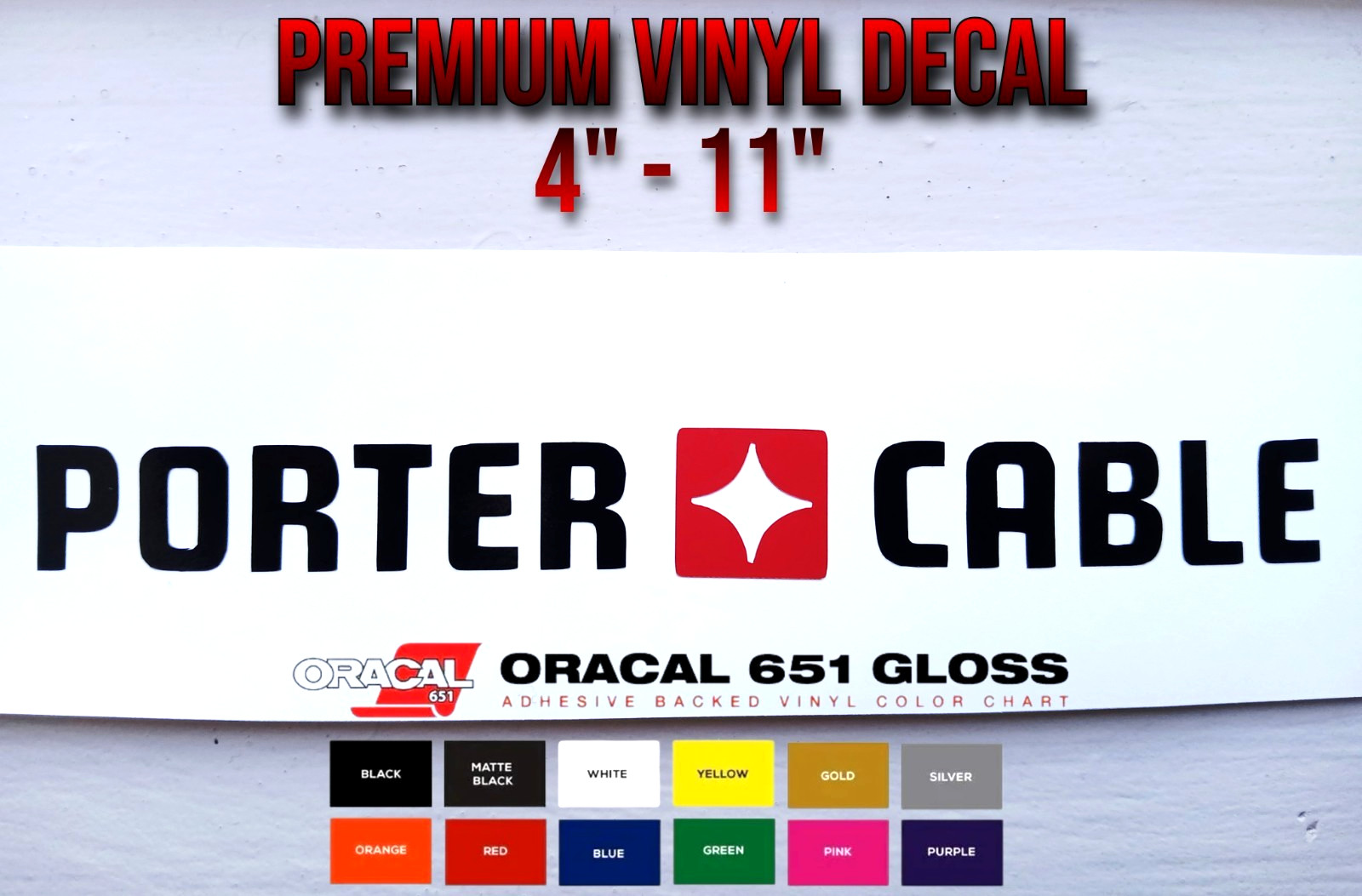 Porter Cable Logo Decal Sticker 4" 11" 18v Lithium Drill Saw Impact Table Tool