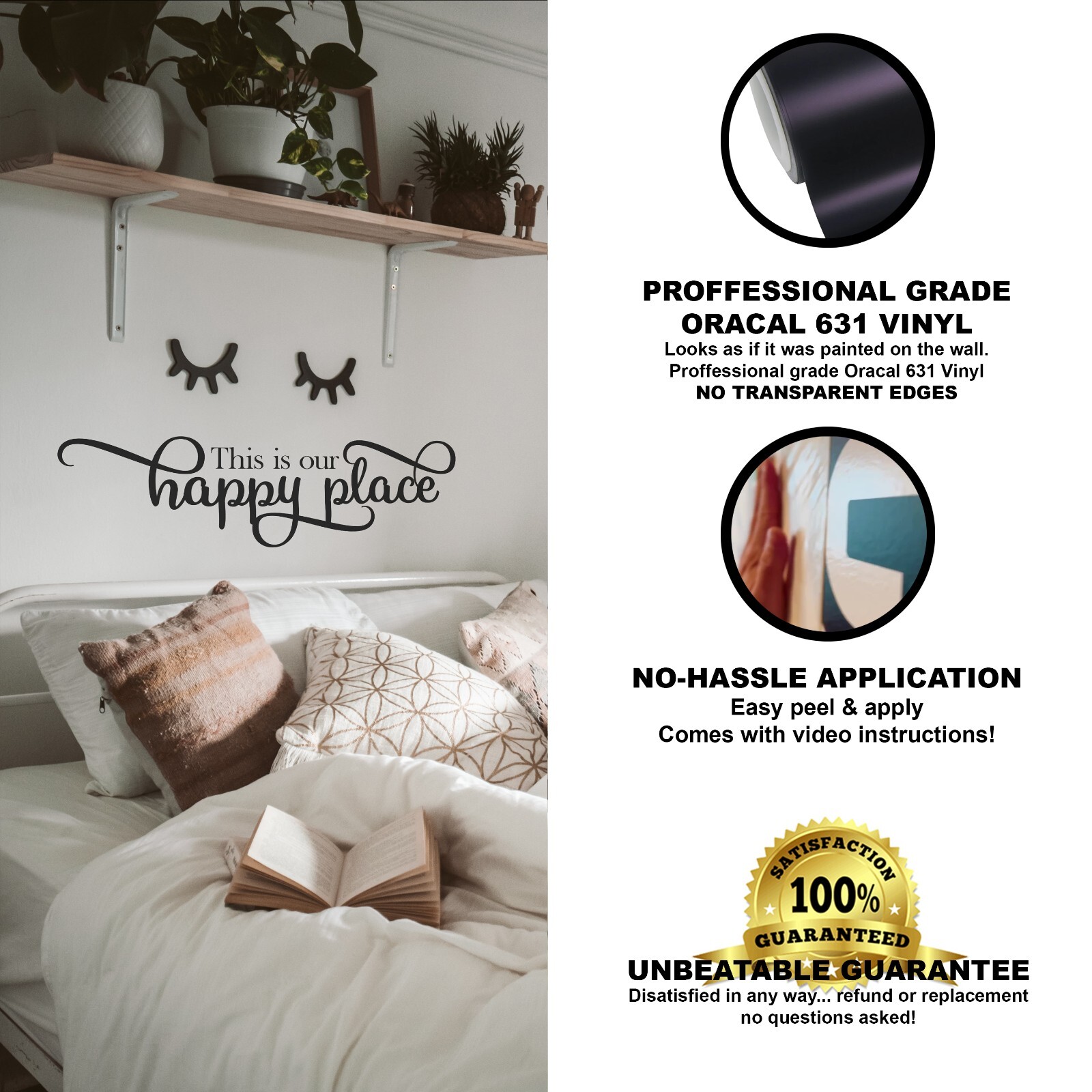 This is Our Happy Place Home Wall Decal Sticker Quote for Bedroom Vinyl Wall Art