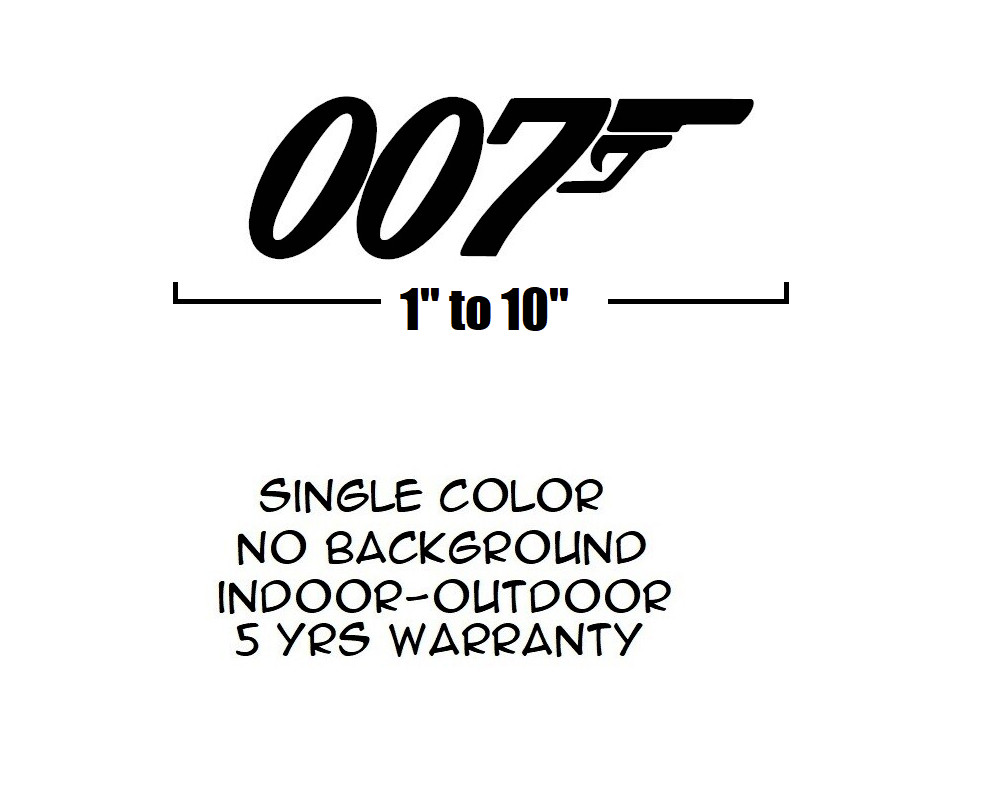 007 James Bond Sticker Vinyl Decal Gun Wall Car Window Truck Bumper Auto Laptop