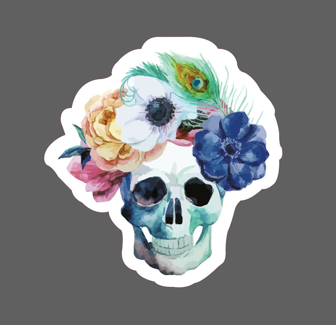 Pretty Skull Sticker Floral Waterproof – Buy Any 4 For $1.75 Each Storewide!