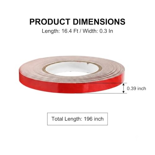 1 Roll Car Reflective Pinstripe Tape, Waterproof Vinyl Auto Striping 1 PC Red