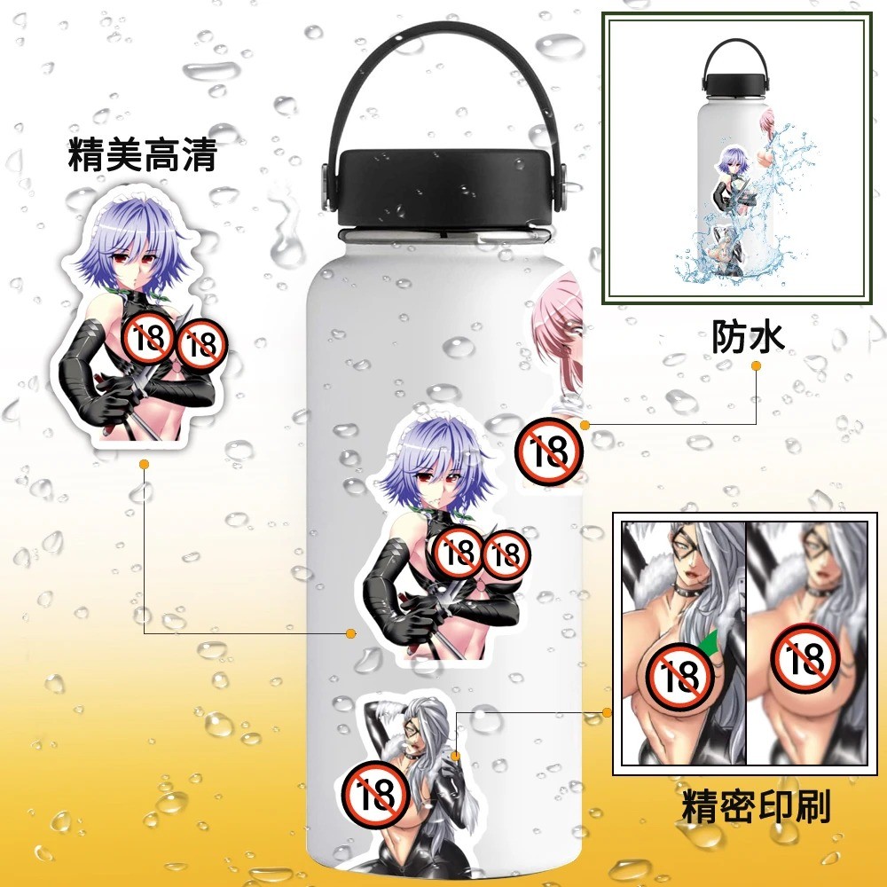 50pcs Sexy Anime Girls Hentai Stickers – Diy Graffiti Decals for Phone, Laptop🔥