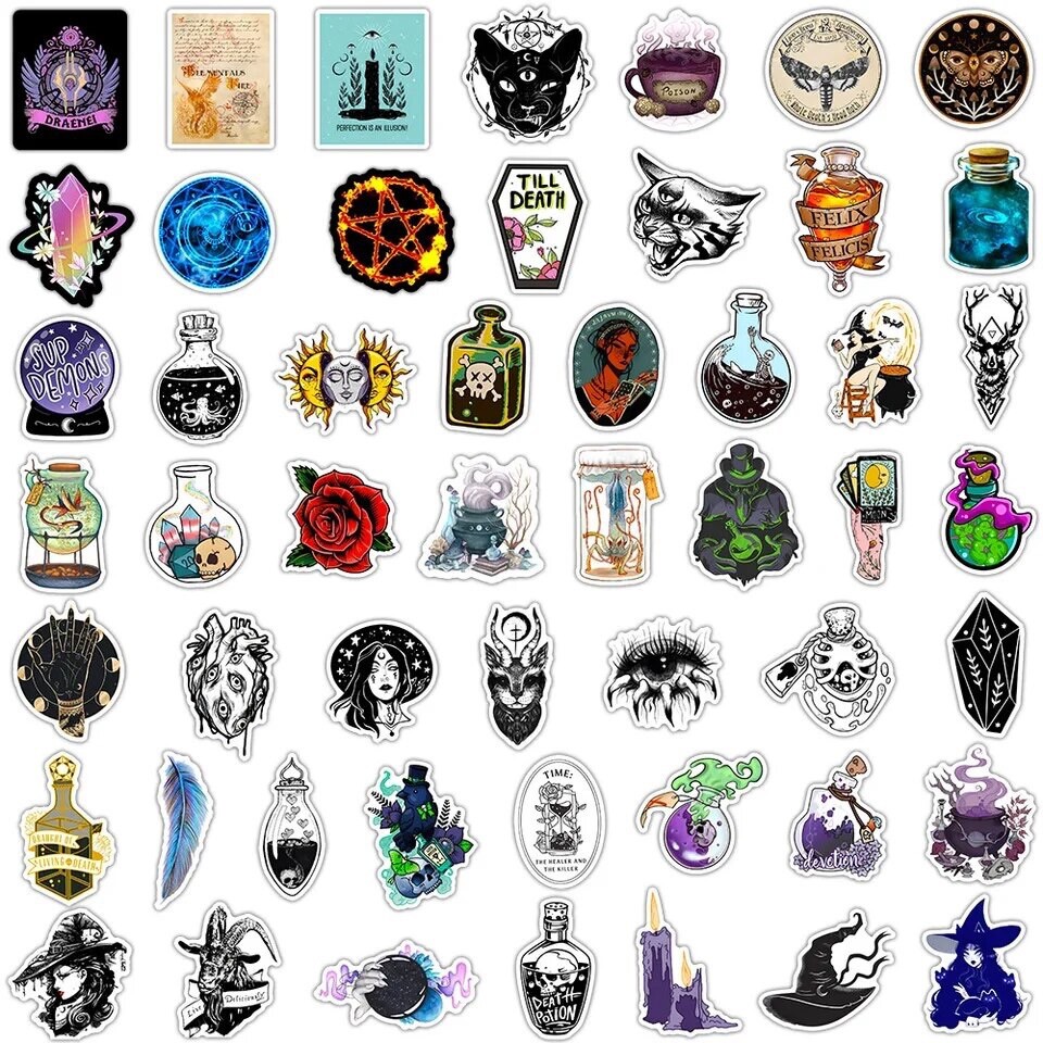 Mystical Horror Stickers 50pk Mysterious Mixed Random Magic Apothecary Stickers