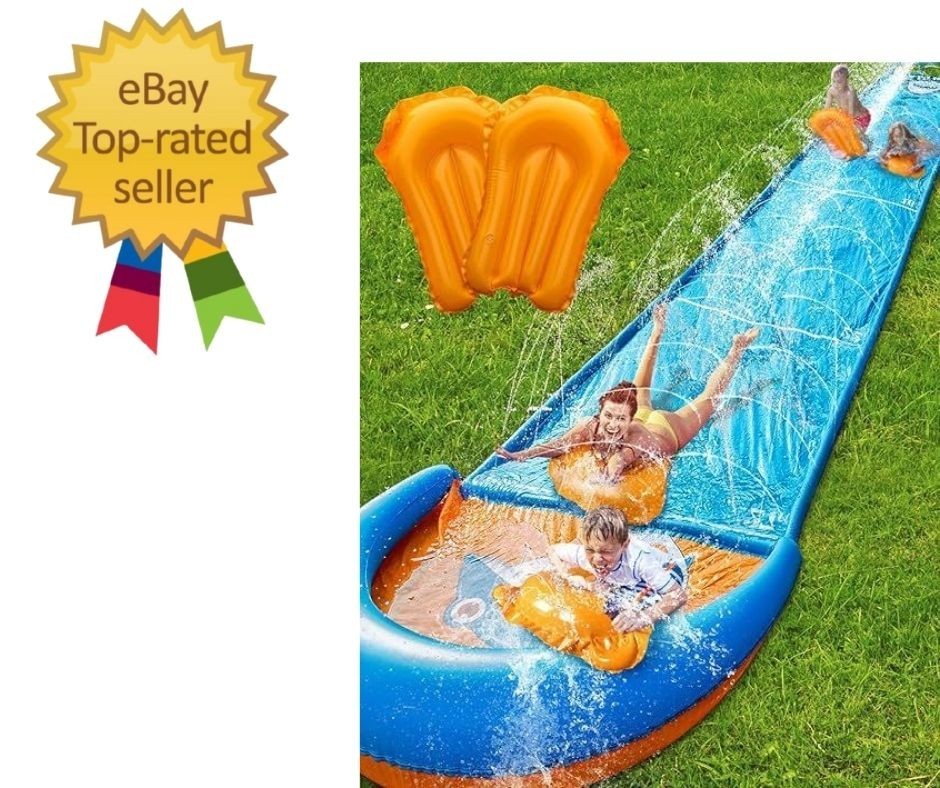 Slip and Water Slide, 32FT Lawn Slip N Waterslide for Kids Adults, Backyard Summ