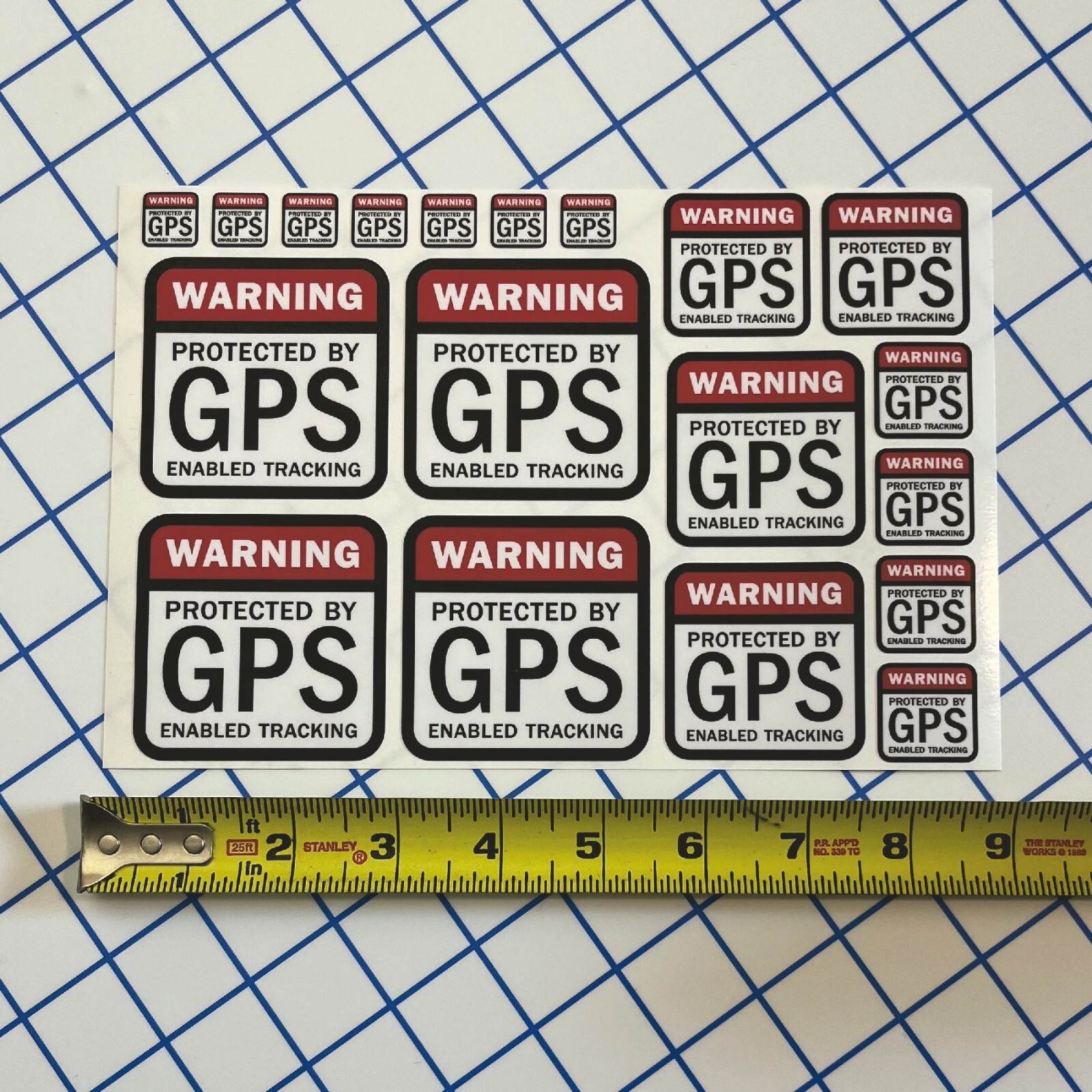 19 PACK GPS Tracking Warning Theft Deterrent Laminated Stickers High Quality