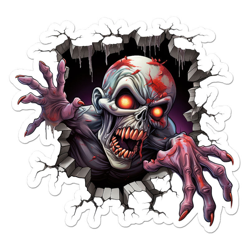 Zombie Ghoul Wall, Vinyl Decal Sticker, Indoor Outdoor, 3 Sizes, #11920